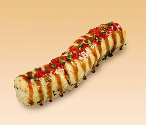 Запеченный ролл с крабом и лососем